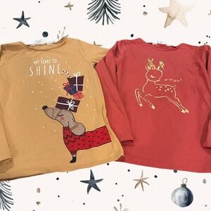 H&M like new Holiday Shirts - My Time to Shine & Reindeer FALALALA! 6X 7